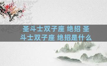 圣斗士双子座 绝招 圣斗士双子座 绝招是什么